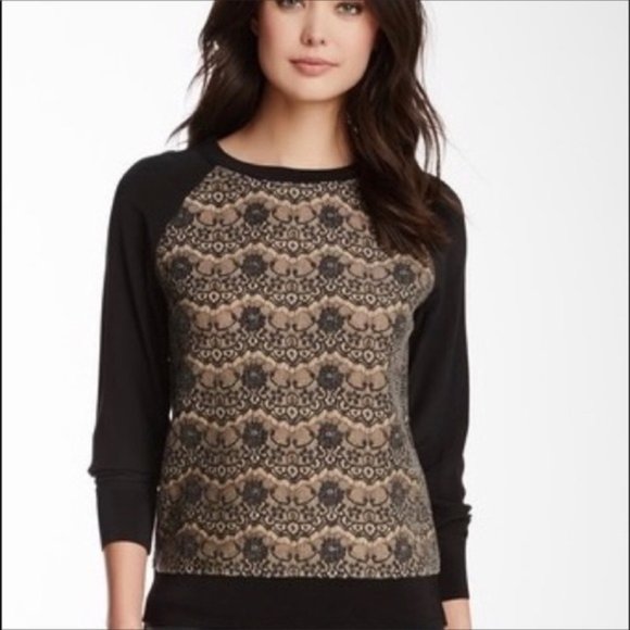 Rachel Roy NWT XS Lace Effect Sweater Blouse - Picture 1 of 7